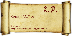 Kopa Péter névjegykártya